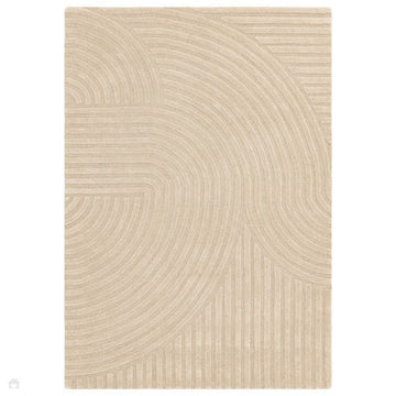 Hague Modern Plain Geometric Hand-Carved Hi-Low 3D Ridged Cut & Loop Pile Textured Wool Sand Rug-Asiatic Carpets-Rug Love - The Most Loved Rug Store